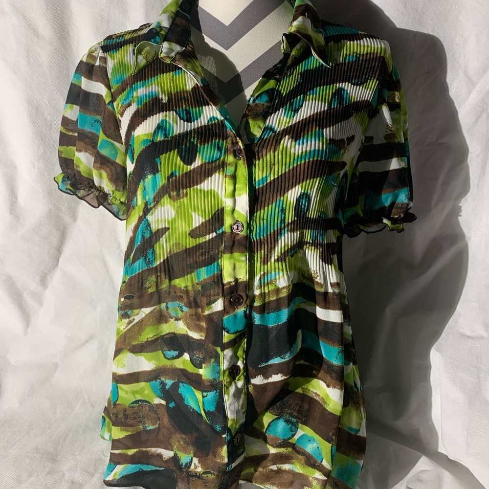 Sere Nade Size XL Blouse Collared Ruched Length 25